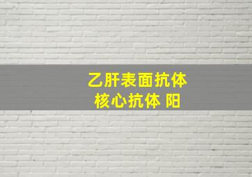 乙肝表面抗体 核心抗体 阳